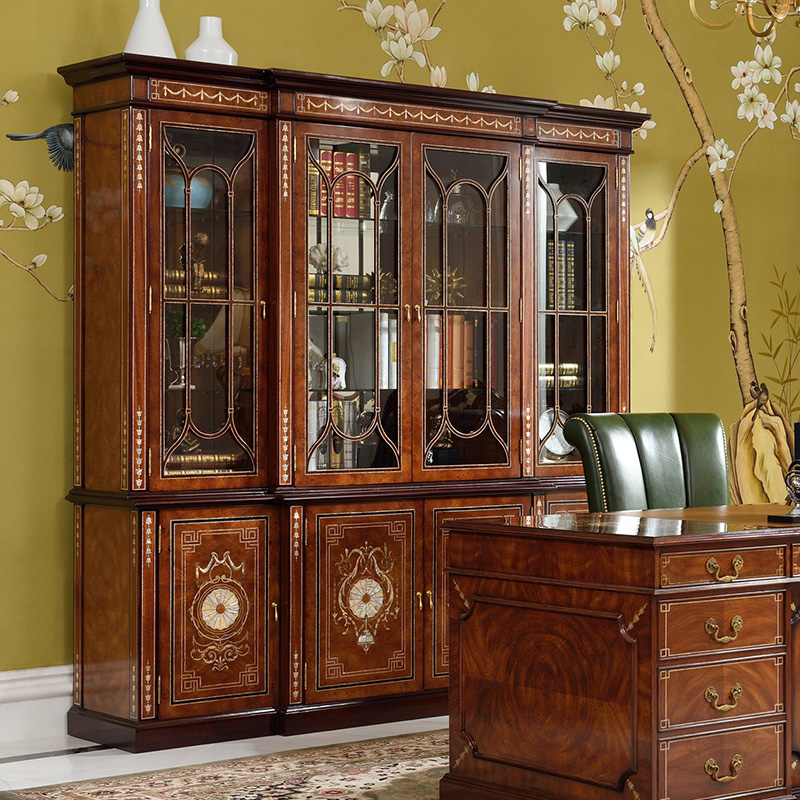 欧界金其利欧式书房四门别墅大宅实木展示柜英式会所样板间家具酒柜
