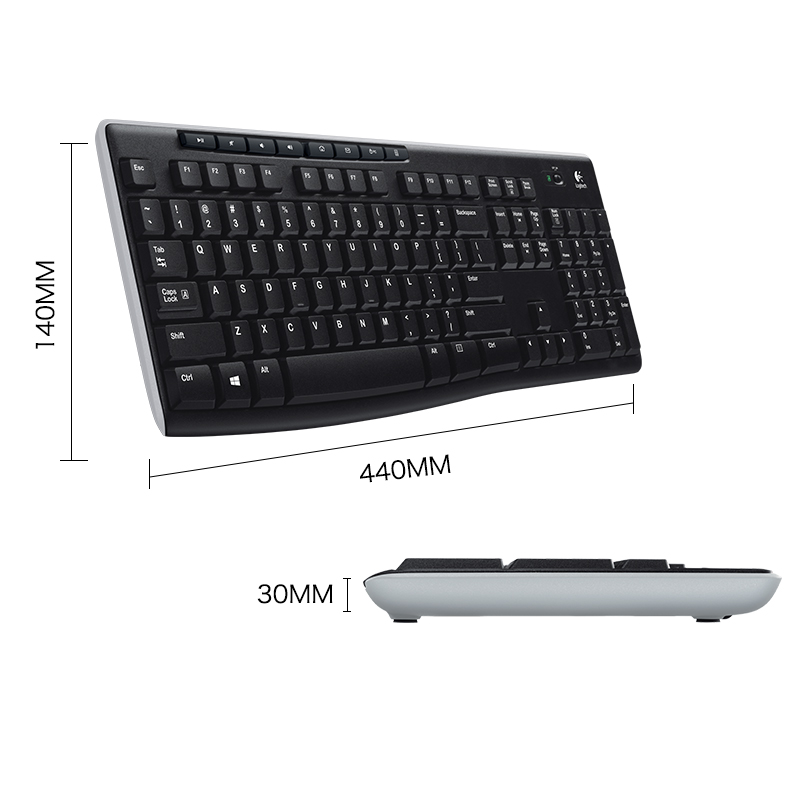 罗技（Logitech）K270 键盘 无线键盘 办公键盘 优联 笔记本键盘 全尺寸 黑色 自营