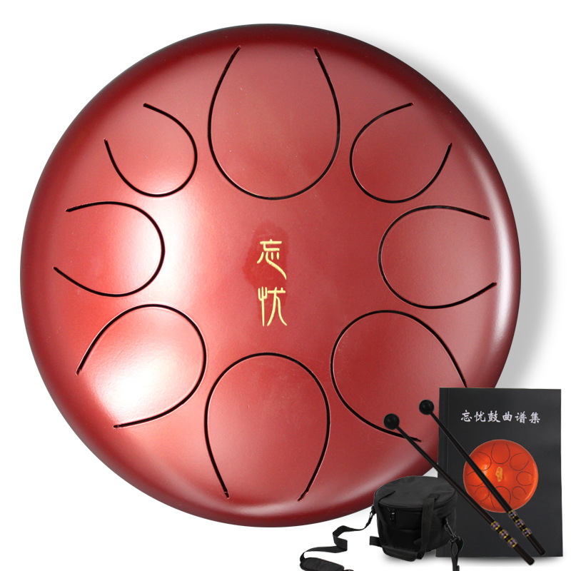 奇寶居 專業(yè)手碟鋼舌鼓 手敲鼓色空鼓空靈鼓 成人初學(xué)玄空鼓忘憂無憂鼓 10寸8音紅色