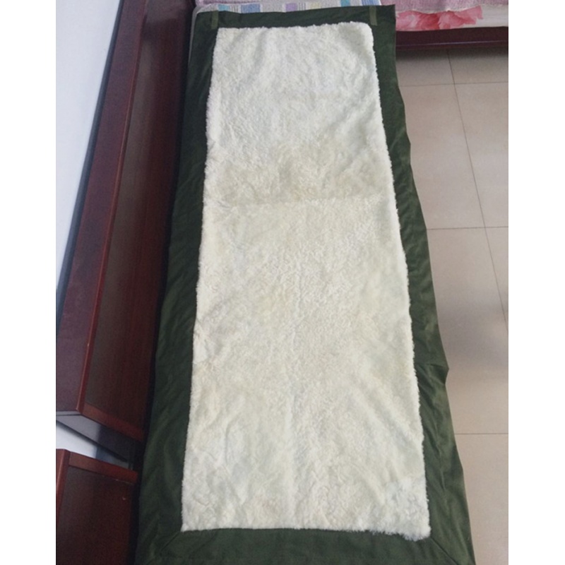 单人毯子保暖床垫羊皮毛一体单人宿舍羊毛褥子SN6321 羊剪绒白色（军绿整皮拼接） 单人款(1.9*0.78m)