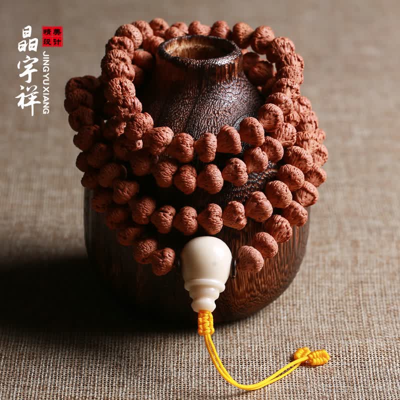 晶宇祥 宝塔莲花菩提子手串菩提籽佛珠手链108颗男女象牙果三通文玩
