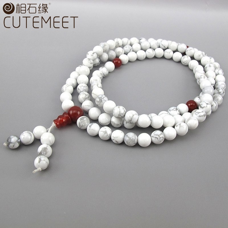 相石缘108颗6mm白松石佛珠手链男女念珠项链