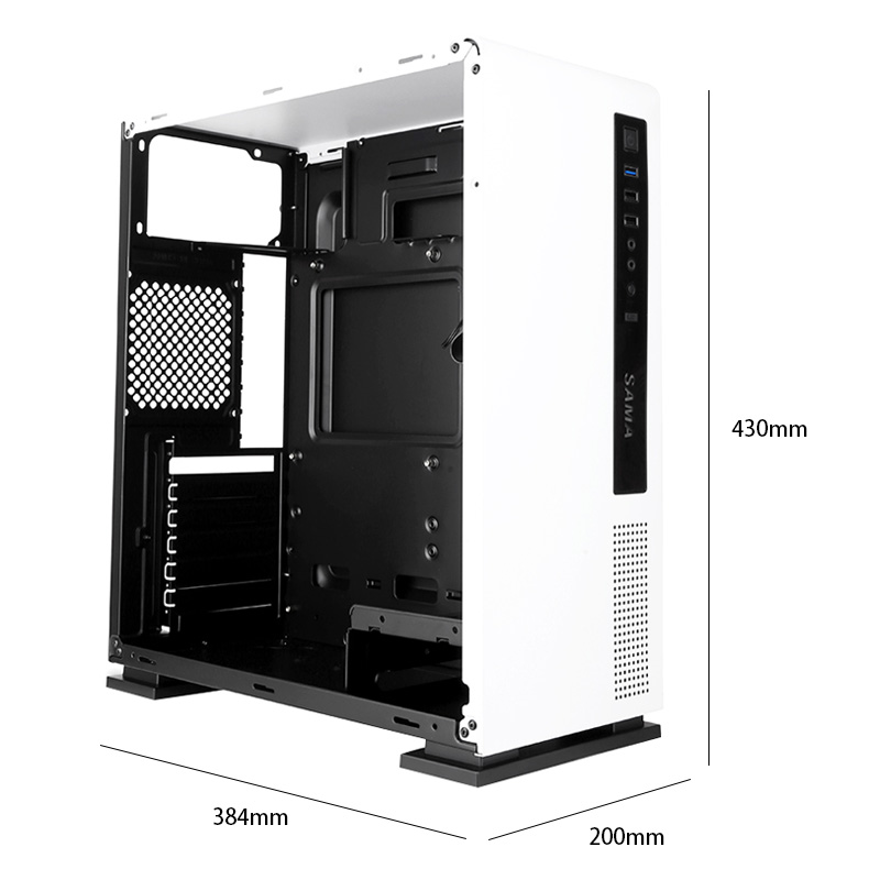 先马（SAMA）工匠5炫彩白 中塔式电脑主机机箱 支持ATX主板/金属面板/一体成型/背部走线