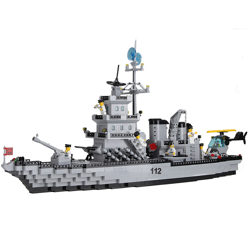 战舰 拼装拼图反潜应急直升机 海军战船模型 节生日礼物 112巡洋舰