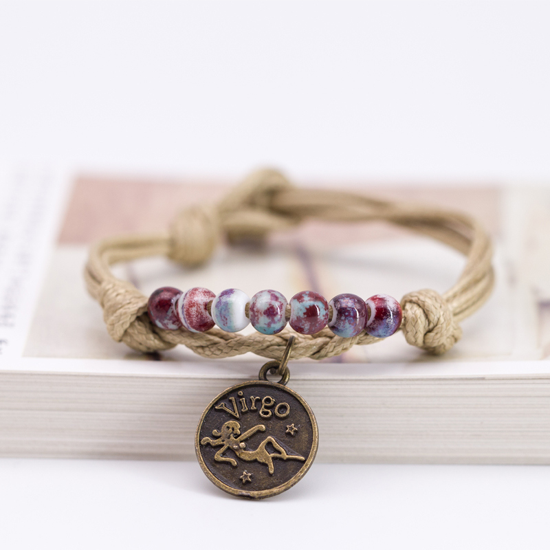 十二星座韩版陶瓷手链闺蜜手工复古学生个性简约森系饰品 天秤座