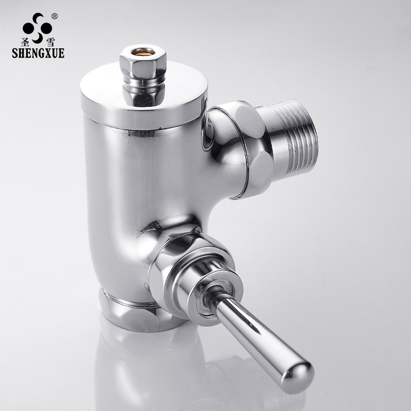 穆景天全铜蹲便器冲水阀大便冲洗阀手按式90度转角 直角手动延时阀 90