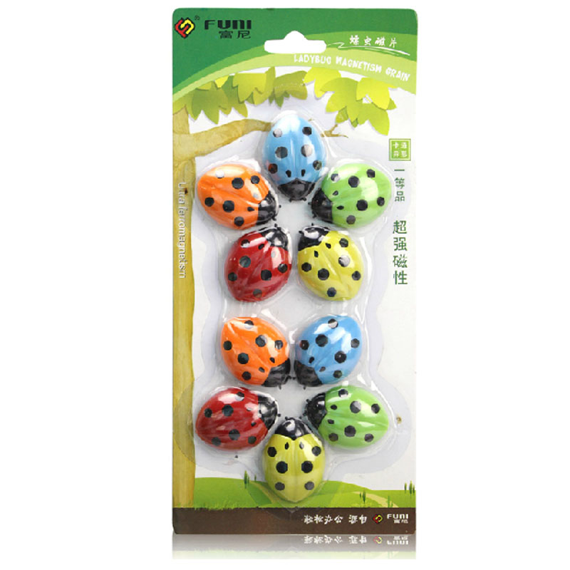 红鑫文具 CT-336白板磁扣 卡通瓢虫造型磁铁/磁片/磁粒/磁珠冰箱贴 1卡装