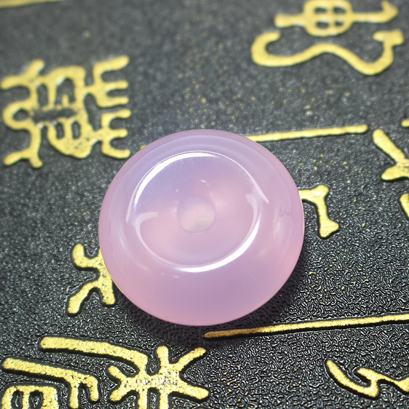 宝莎缇粉紫色玉髓蓝田玉芙蓉玉平安 扣项链吊坠