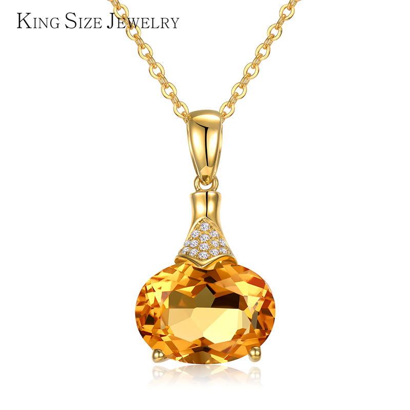 king size jewelry18k金钻石吊坠女彩色宝石黄水晶香水瓶项链