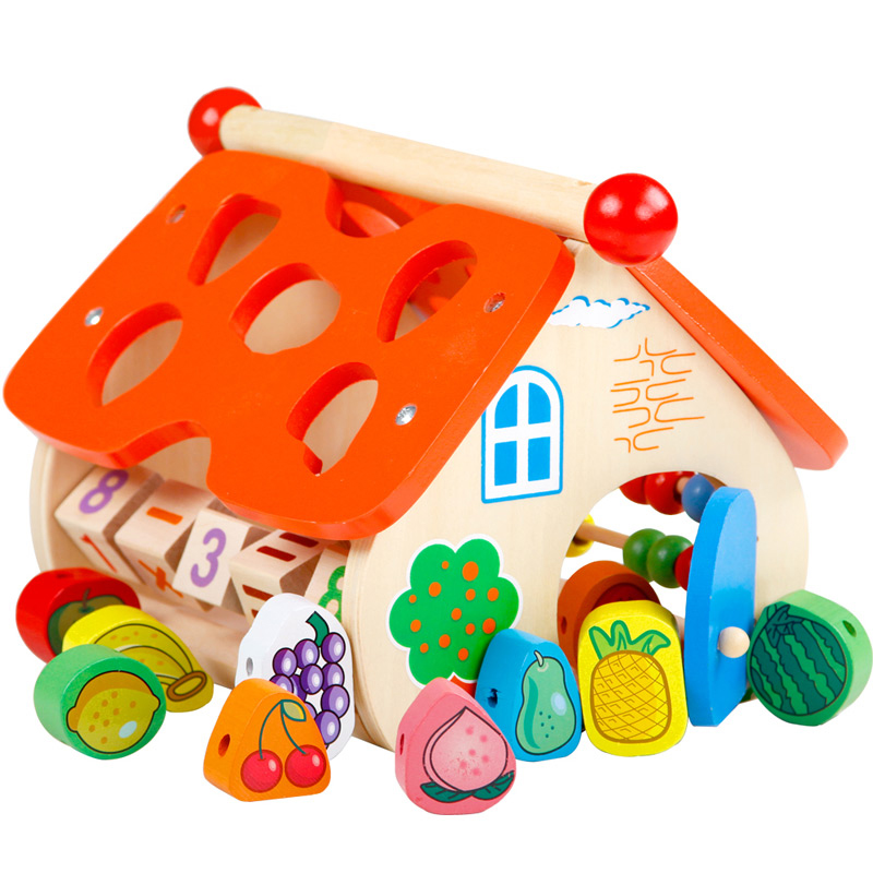 宝宝积木0-1岁儿童动手动脑智力玩具1-3岁幼儿水果认知形状配对智力盒 水果智慧屋
