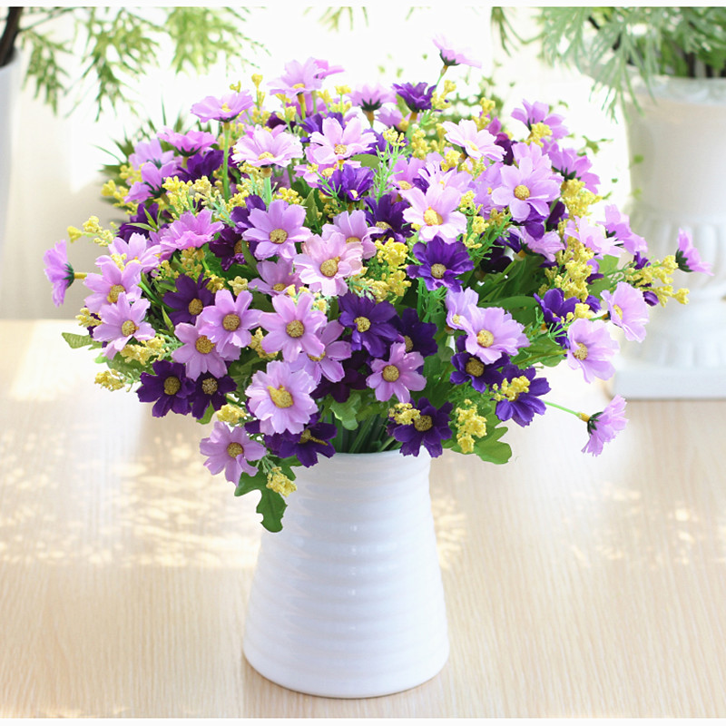 装饰仿真套装单束紫罗兰白色藤蔓墙上花瓶花艺