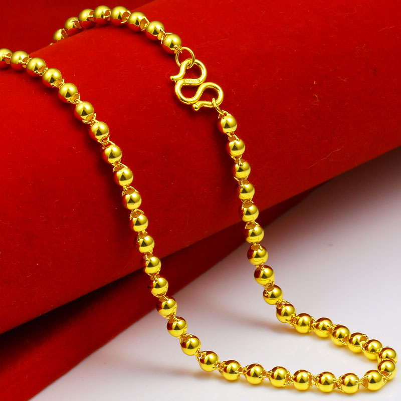 千影珠宝黄金项链9999足金链子真金素链男女款光面光珠链圆珠链按克重