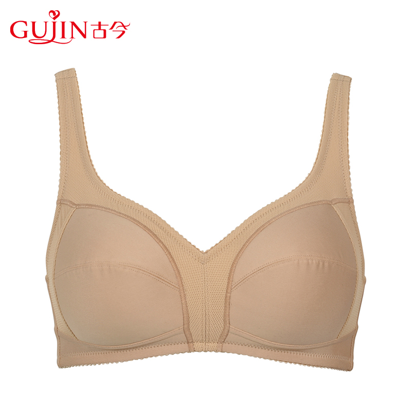 古今无钢圈文胸薄款无插片全罩杯光面全棉女舒适无痕内衣06121 深肤