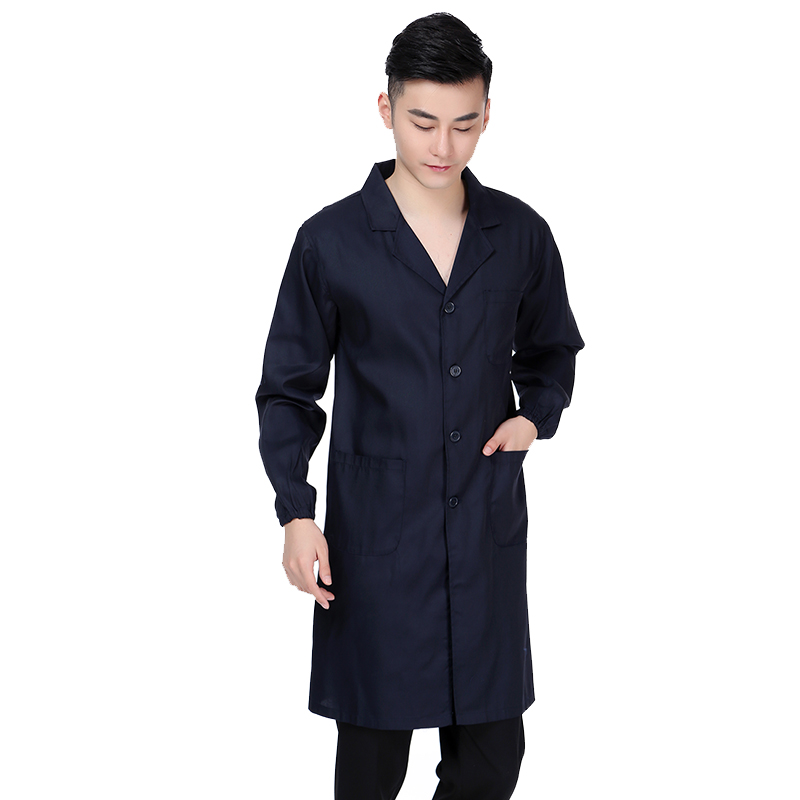 建超服饰春秋款蓝大褂工作服防尘服蓝色劳保大褂实验服搬运工罩衣大褂长款 黑藏青大褂工作服男款 M