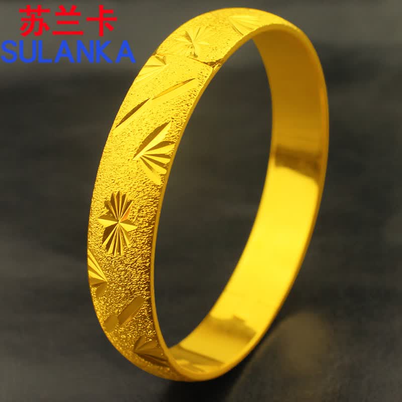 苏兰卡镀金镯子重 暗扣镀金手镯 久不掉色镀沙金手环星星手镯情人节