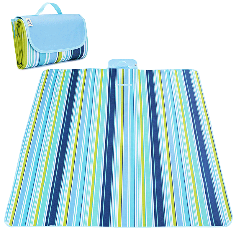 2米  1米8睡袋垫子 苏动户外野餐垫 防潮垫 野炊垫 草坪垫 沙滩垫 爬行垫春游帐篷垫 蓝条2米X1.45米