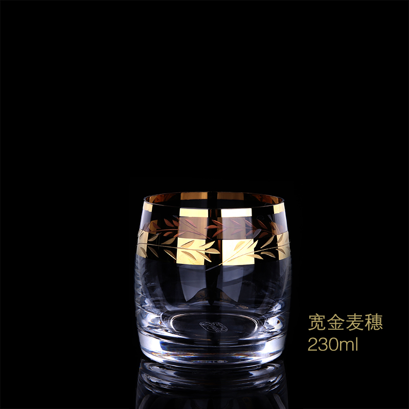 bohemia crystal捷克进口无铅水晶玻璃水杯威士忌酒杯描金啤酒杯果汁