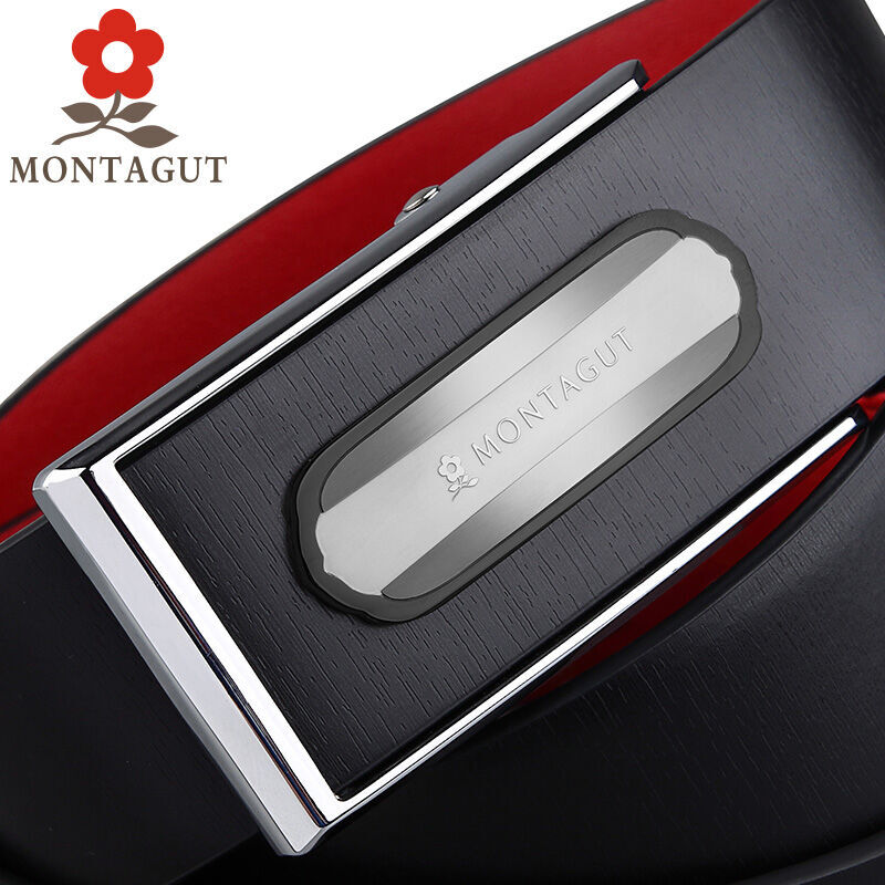 梦特娇 红皮带男真皮本命年自动扣红腰带鸿运商务新款裤带男礼盒装 本