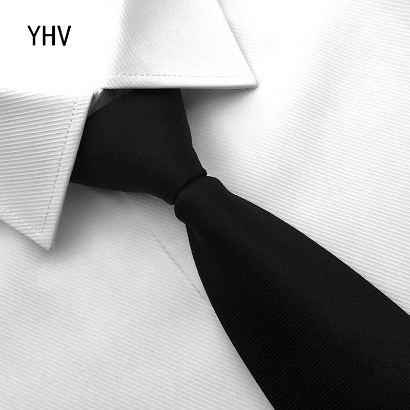 YHV领带条纹男士商务正装8cm上班职业面试拉链懒人易拉得条纹领带礼盒装 M9黑领带