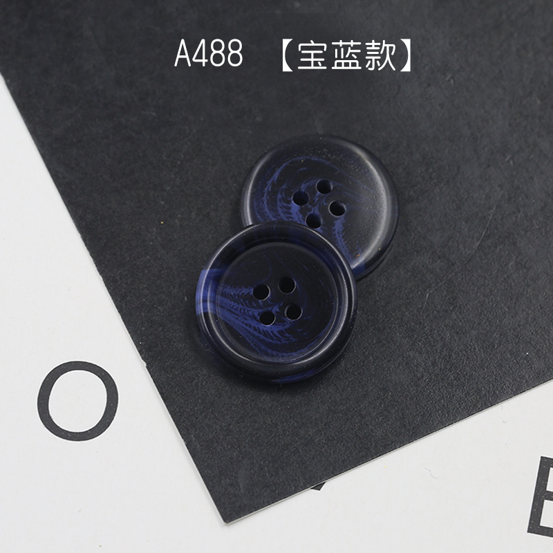 Fastso尚透社树脂扣合集纽扣扣子衣服圆形大衣扣毛衣开衫西服西装袖扣裤扣棕黑色钮扣树脂 A488【宝蓝】 15MM-10颗装