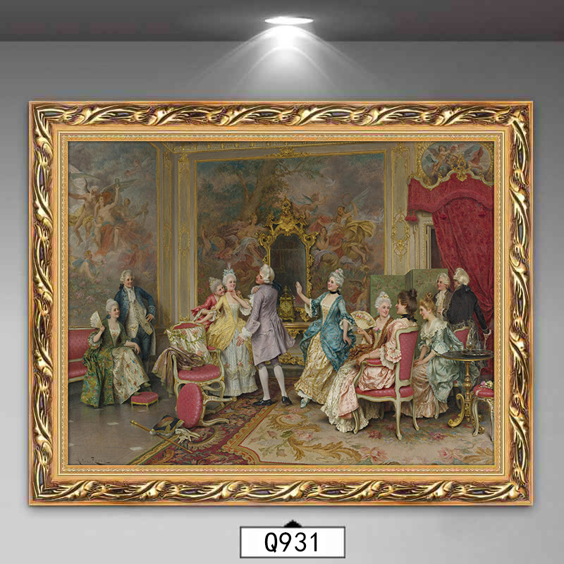 林格印象仿真大气油画欧式客厅挂画横版壁画美式古典宫廷人物装饰画有