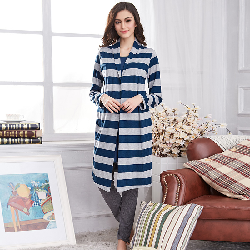 INUjIRUSHI日式孕妇产后哺乳家居服月子套装春秋保暖打底秋裤睡衣棉两件套 宝蓝色 均码