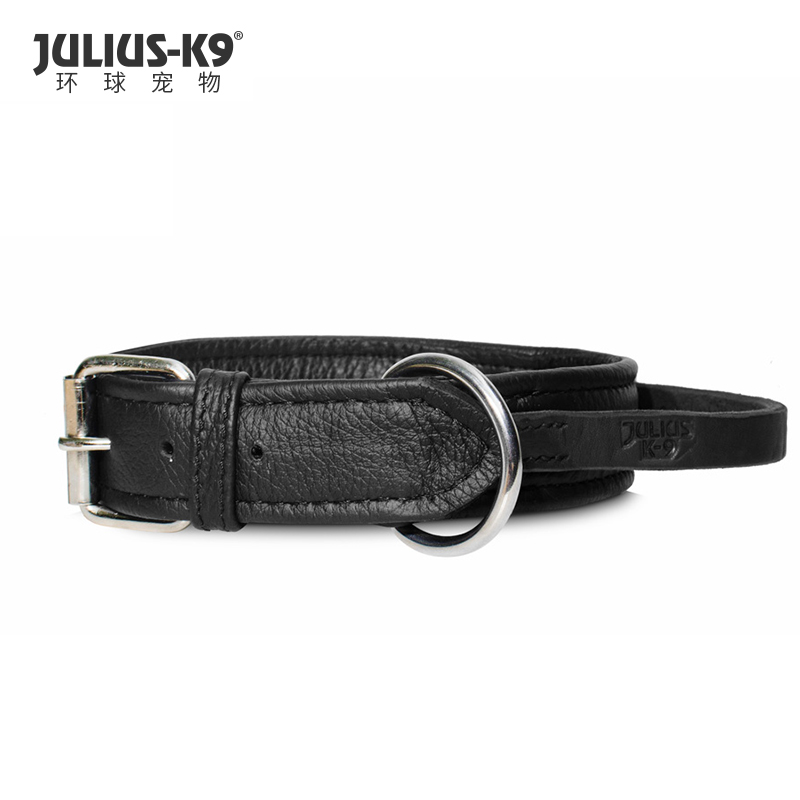 Julius K9 IDC手工制作狗狗项圈牛皮脖圈真皮脖套中大型犬用欧洲进口宠物用品 黑色 S:4cm*50cm 无拉手 皮