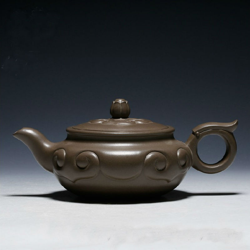 宜兴名家紫砂壶 茶具茶壶 全手工原矿青灰泥四季如意200