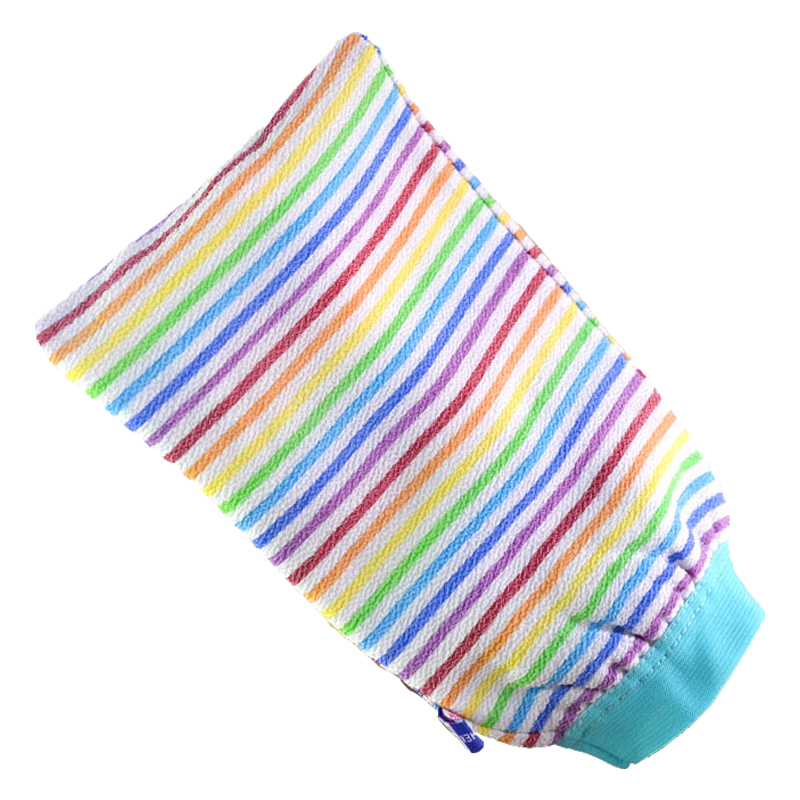 洁神 女士强力 搓澡巾 双面擦背洗澡巾 搓背搓泥手套去污浴擦 彩条