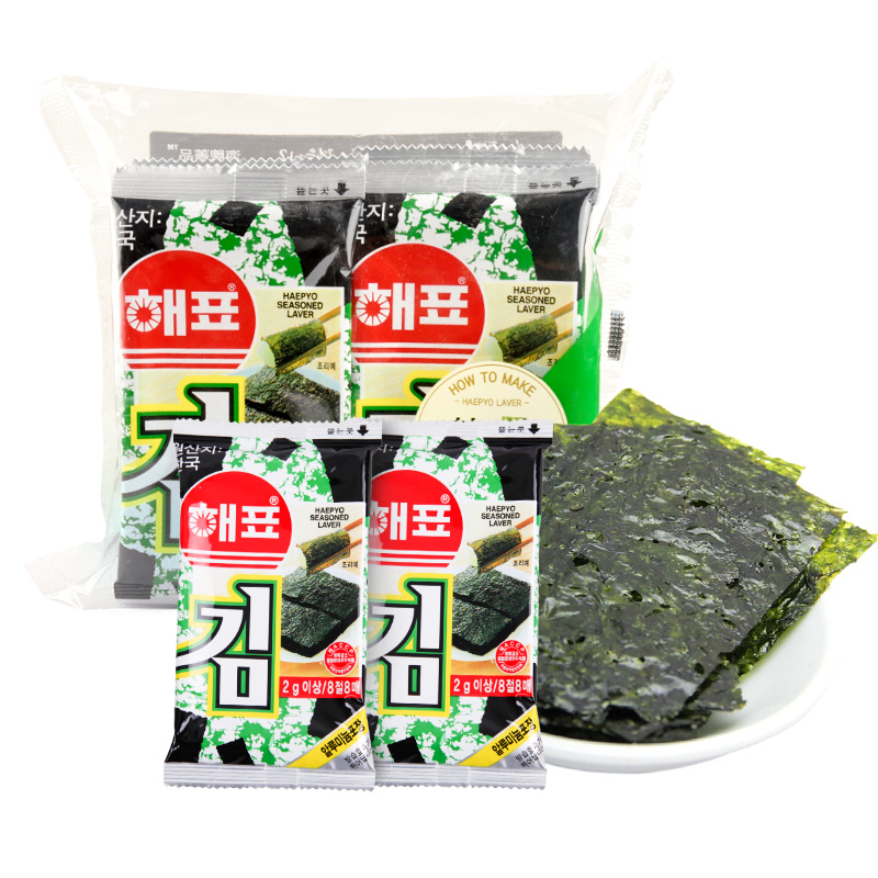 韩国进口 儿童零食 海牌海苔 香脆紫菜烤海苔经典原味 16g 下午茶小吃送礼休闲零食儿童食品