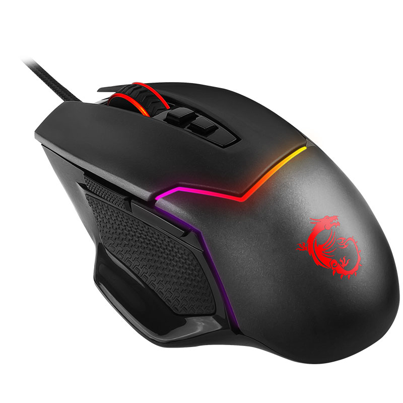 微星（MSI）GM20 电竞鼠标 有线 RGB炫光 信仰龙魂灯 吃鸡鼠标 游戏鼠标 人体工学 黑色