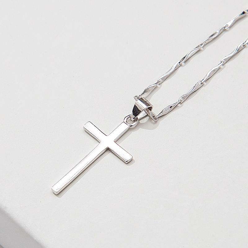 十尚美地充满925银简约十字架项链女小清新配饰 小款配45cm瓜子链