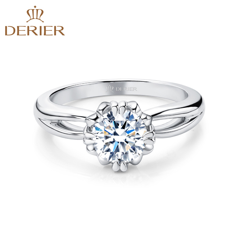 DERIER/蒂爵 18K金钻石戒指女结婚求婚订婚显大款白金钻戒 璀璨的爱系列 光芒 30分I色 SI1 切工VG