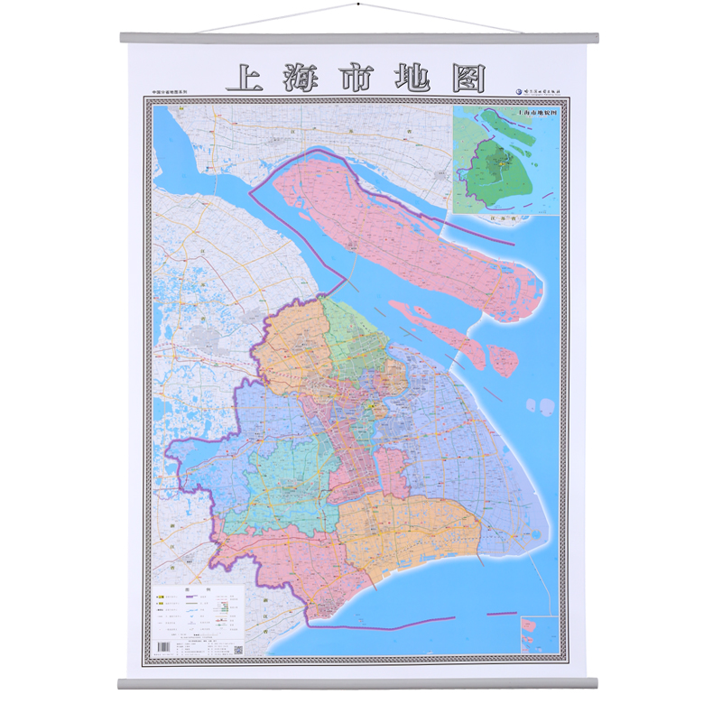 【加厚高清版】2021年上海市地图挂图 1*1.4米 交通政