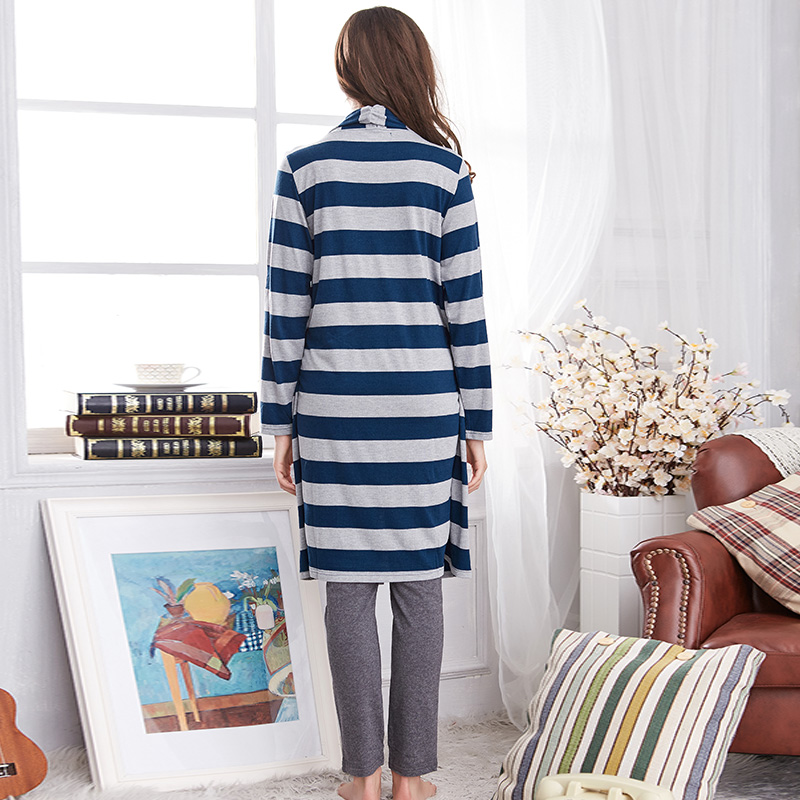 INUjIRUSHI日式孕妇产后哺乳家居服月子套装春秋保暖打底秋裤睡衣棉两件套 宝蓝色 均码