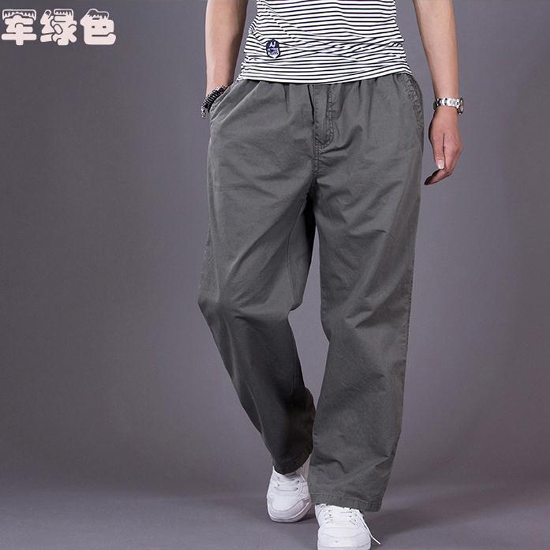 夏季薄款工装裤纯棉宽松直筒休闲裤户外大码肥佬裤多口袋长裤男 26夏
