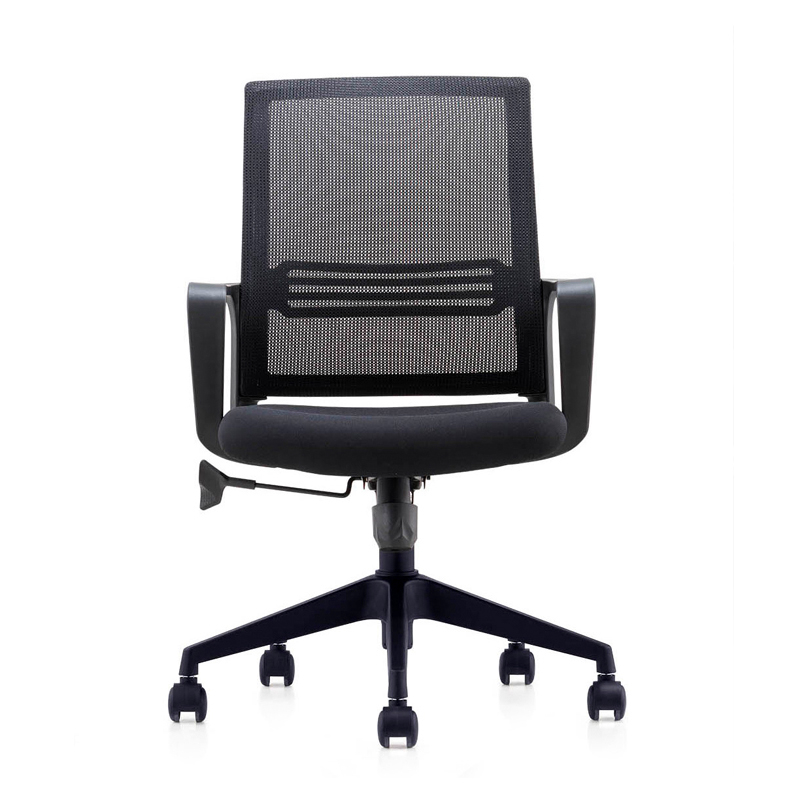 后冠（HOUGUAN） 办公室办公椅子职员椅简约弓形靠背网布员工会议椅子电脑椅转椅 黑背黑坐垫