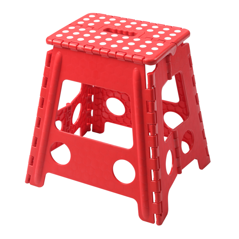 宜瑞思 塑料折叠凳子加厚小椅子便携式手提小板凳马扎 户外板凳 大号红色