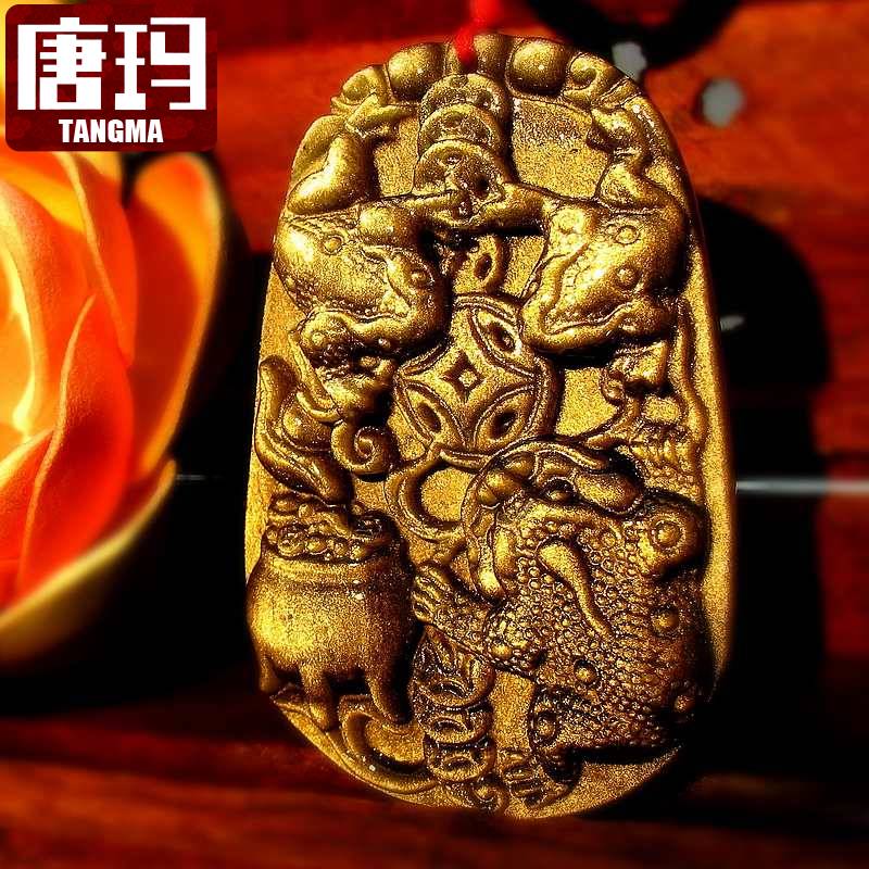 哈妮宝贝honeybaby 金蟾聚宝金曜石金蟾聚宝盆吊坠男女黑曜石水晶项链