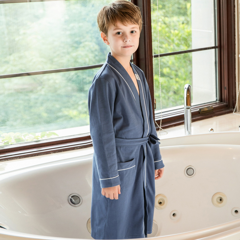 儿童睡袍男童春款纯棉长袖男孩小孩子浴袍全棉中大童家居服童装睡衣
