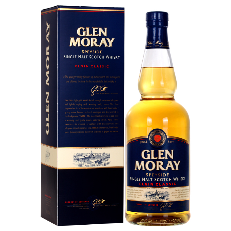 格兰莫雷（Glen Moray）洋酒经典原味斯佩塞单一麦芽威士忌 700ml主图0
