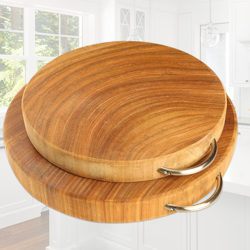 泰南老非洲黄金木铁木菜板实木砧板家用圆形整木案板刀板粘板占板菜墩