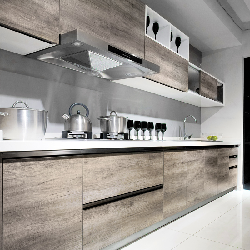 订制现代简约北欧风格整体橱柜石英石定台面制厨柜门板柜 套餐3米地柜