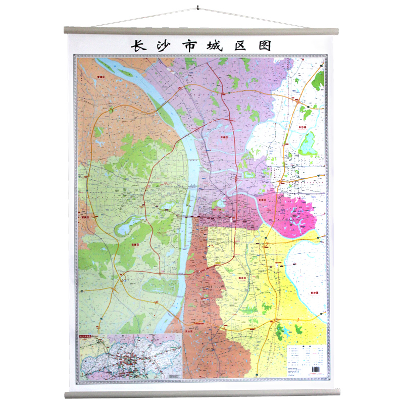 2021新 湖南省长沙市地图挂图 约0.9*1.2米 竖版精装