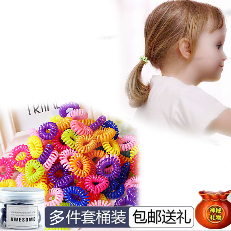 公主饰品 小发圈电话线头绳发圈使用糖果色彩色发圈头圈扎头发皮筋 混