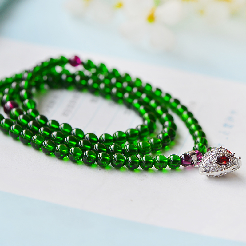 旭元 透辉石手链祖母绿手串多圈手串水晶手绿水晶手串 透辉石直径5.