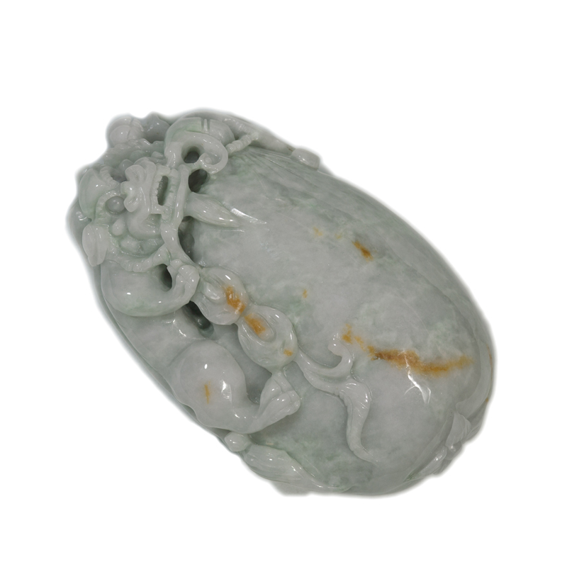 淘玉 翡翠如意福瓜貔貅手玩件 真玉小摆件带证 品位生活 76l 浅灰色