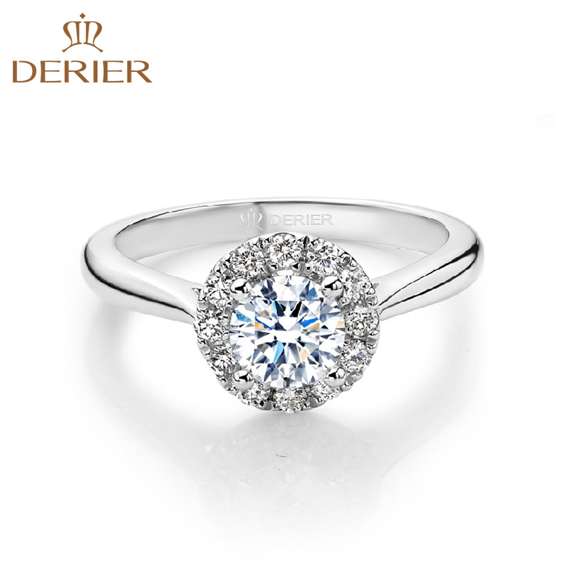 derier/蒂爵 18k金钻石戒指女豪华群镶结婚求婚订婚显大款白金钻戒 臻