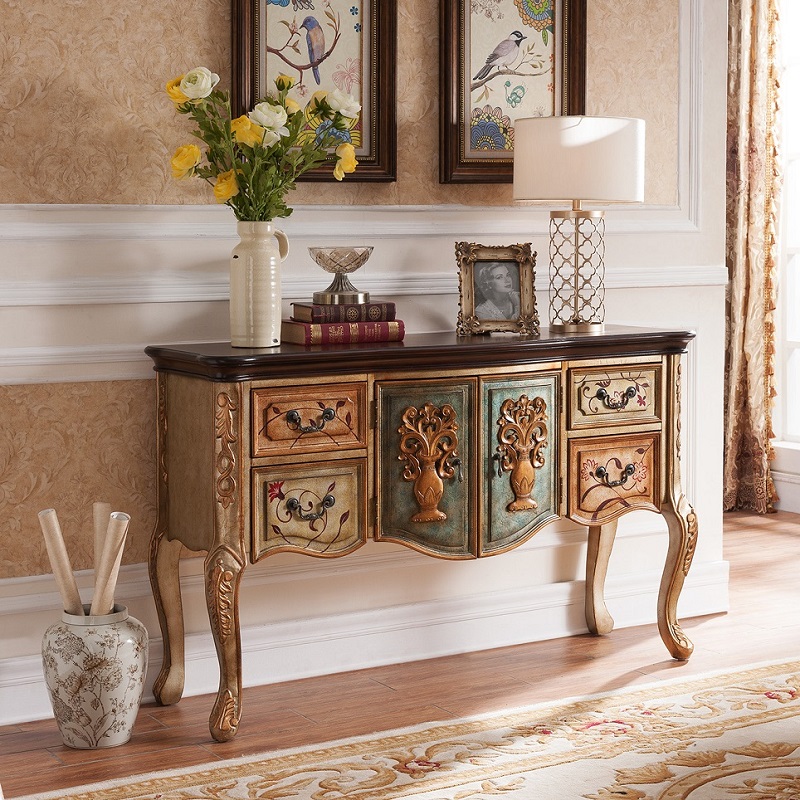 盛世锦木 欧式玄关桌子 餐边桌 美式靠墙边桌 装饰桌 精品家具 美式