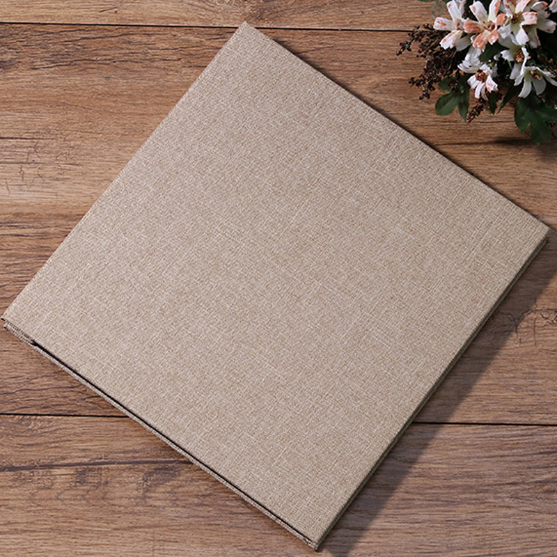 银尘高档简约麻布16寸自粘贴式相册本家庭覆膜影集大容量10寸以下照片